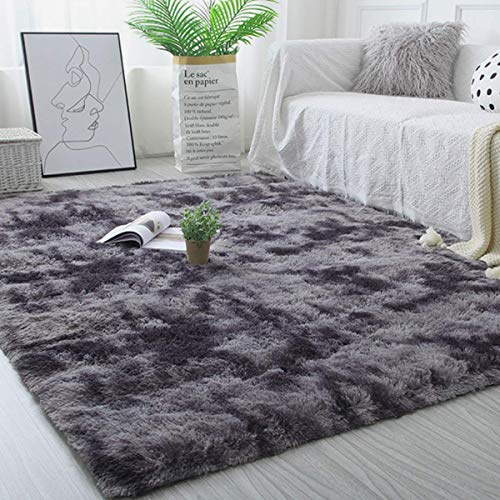 Tappeti Salotto Shaggy Tappeto a Pelo Lungo Tappeto Peloso Soggiorno Salotto Moderno Cameretta Tappeti Pelosi Camera da Letto Morbido Tappetino Antiscivolo Morbido e Soffice(Nero grigio, 160*200cm)