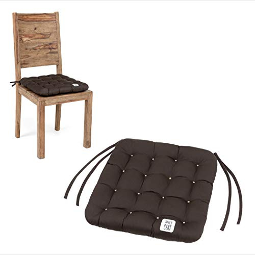 HAVE A SEAT Luxury - Sitzkissen 40x40 cm (2 St.) - bequemes Stuhlkissen, orthopädisch, waschbar bis 95°C, Trockner geeignet, farbecht - Made in Germany - (40x40 cm - 2er Set, Braun)