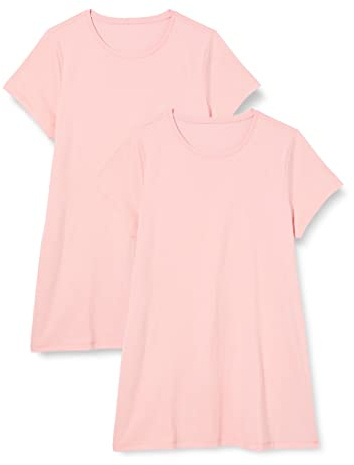 FM London Casual T-shirtklänning för kvinnor | Supermjuk, kortärmad, bekväm design, svart, 2-pack., Rosa, 40
