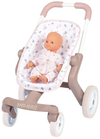 Smoby - Baby Nurse Puppenbuggy Pop - Puppenwagen im Baby Nurse-Design, Puppen-Zubehör für Puppen bis 42 cm, für Kinder ab 18 Monaten