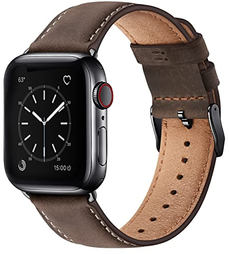 WFEAGL Lederarmband Kompatibel Apple Watch Armband 41mm 40mm 38mm 42mm(Series 11 10),Echtes Lederband Ersatzarmband Herren Damen Armband für iWatch Series Ultra SE 11 10 9 8 7 6 5 4 3 2 1,Kaffee Braun | Vintage, Business