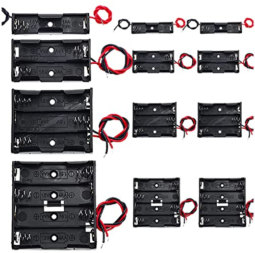 MKBKLLJY 12St. AA Batteriehalter Bundle mit Drähten 3St. x 1AA Batteriehalter 1.5V 3St. x 2AA Batteriehalter 3V 3St. x 3AA Batteriehalter 4.5V 3St. x 4AA Batteriehalter 6V mit Kabeln für DIY