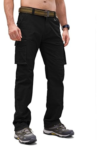 Cindeyar Cargohose Herren Relaxed Fit Baumwolle Wanderhose Herren Casual Arbeitshosen Männer Outdoor Militär Taktische Hosen mit Multi Taschen