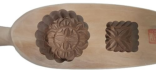 Niclaw Gourmet Round Traditional Wooden Mooncake Mould Suitable for Shanghai Mooncake, Snow Skin Mooncake or Any Mid-Autumn Festival Modern Style Mooncake