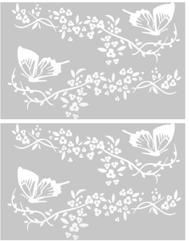 GORGECRAFT 4Stk Blumen-Schmetterlings-Aufkleber Schmetterlinge Die Blumen Küssen Autoaufkleber Reflektierender Vinyl-Wasserdichter Aufkleber Damen-Autoaufkleber Für Auto LKW SUV Wandkunst Laptop Weiß