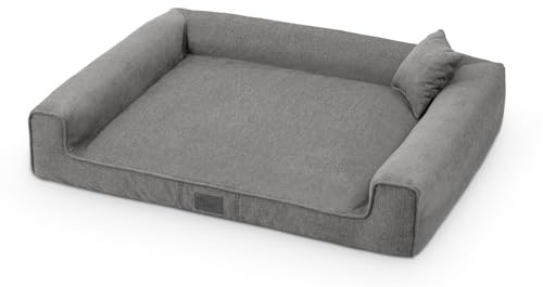 exclusive BED Hundebett Sofi Grosse Mittelgroße Kleine Hunde - Hundekissen Hundematte aus Polyurethan - Waschbar Kuschelig Langlebig Abriebfest Reißfest (XL| 110x85cm, Grau)