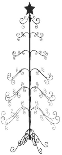 vidaXL Metall Weihnachtsbaum für Dekorationen, Christbaum mit 6 Ebenen, Platzsparend DIY Dekoration, Weihnachtsschmuck Weihnachtsdeko, Schwarz 215cm
