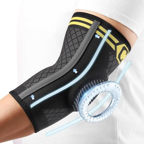 CAMBIVO 2 x armbågsbandage för män och kvinnor, tennisarmbandage med gelkuddar och sidostabilisatorer, bandage armbågar för smärtlindring vid tennisarm, golfarm, seninflammation