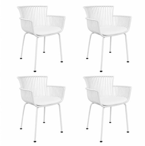 Kick Collection 4er Set Gartenstuhl Otis - Weiß - Modern und Hochwertig - Kunststof, gecoat Metall en Pu-Leder - Erhältlich in vielen Farben