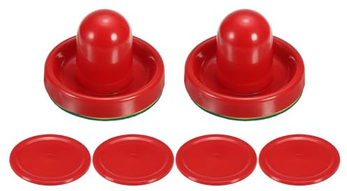 PATIKIL 75mm Air Hockey Schieber und Air Hockey Pucks, Griffe Paddel Ersatz Zubehör für Spieltisch (2 Schieber mit Pads, 4 Pucks)