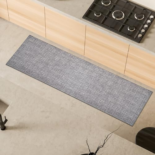Comart - Tappeto Cucina Trama - 50x180 cm Grigio - Antiscivolo e Assorbente