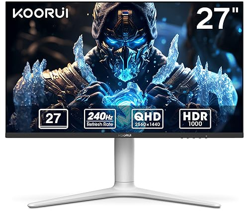 KOORUI 27 Inch Gaming Monitor VA mini-LED QHD 1440P, 240 Hz, HDR 1000, 1ms, DCI-P3 95%, Adaptive Sync, HDMI/DisplayPort