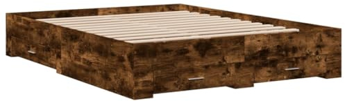vidaXL Bettgestell mit Schubladen Räuchereiche 140x200cm Holzwerkstoff
