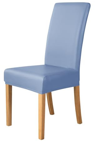 XHDZSW Esszimmer Stuhlhussen | PU Leder Stuhlbezug | wasserdichte Stretch Esszimmer Stuhlüberzug | Stretch Stuhl Husse | Stuhlhussen Stuhlschoner Abdeckung (Blau,2)