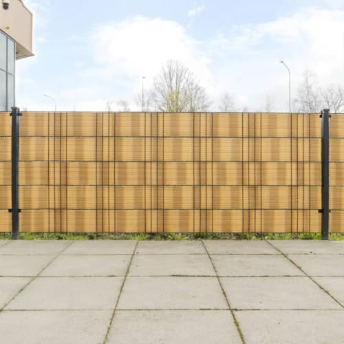 Homgoday Paravent für den Außenbereich, Balkonschirme, 10 Stück, hellbraun, 255 x 19 cm, aus Polyrattan, für den Außenbereich, Trennwand für den Außenbereich, Trennwand für den Außenbereich