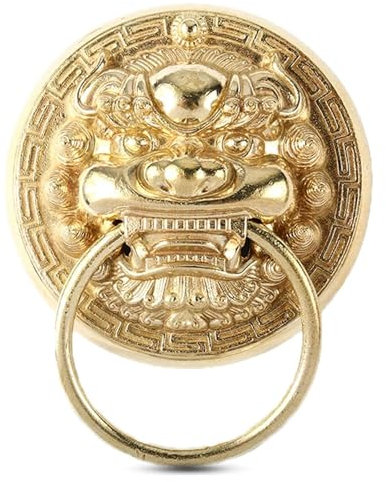 ZUPUM Retro Gold Löwe Türklopfer Chinesische Messing Klopfer Metall Möbel Zuggriff für Haus Wohnungen Garten Zaun Schrank Dekor Zubehör
