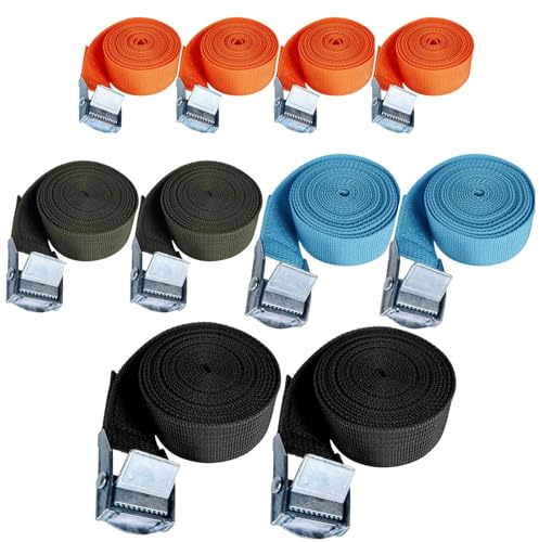 10 Stück 1/2/3/5m Spanngurte, 25 mm Breit Zurrgurt, Befestigungsgurt, Belastbarkeit 250 Kg, Zurrgurte Mit Klemmverschluss, Spanngurt Mit Klemmschloss Für Fahrräder,Trolleys,Motorrad Gepäck1