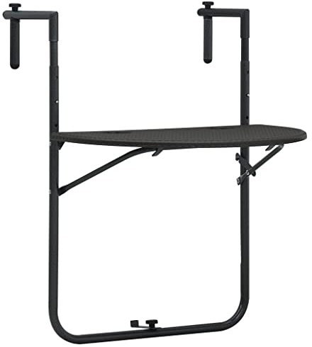 Lauuoeriau Outdoor-Tische Balkonhängetisch braun 60x64x83,5cm Kunststoff Rattanoptik