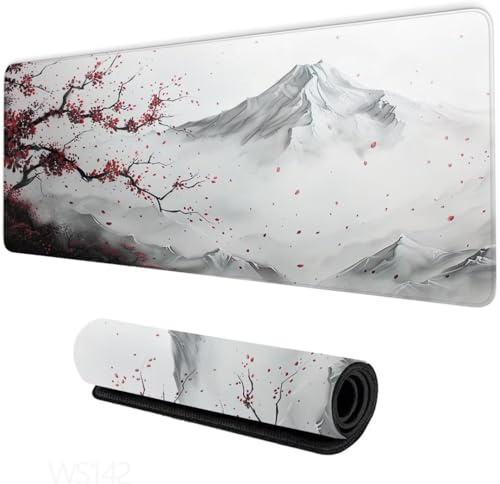 Mauspad XXL 1200x600x3mm, Gaming Mauspad Weiß Mauspad Groß, Schreibtischunterlage Berg Desk Mat, Verbessert Präzision und Geschwindigke, Wassxerdicht Anti-Rutsch, Gaming-Mauspads für Pc, Laptop WS-142
