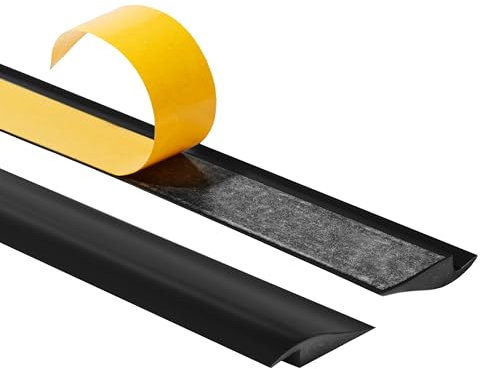 Quest Profilo di Transizione Autoadesivo in PVC, Listello di Giunzione per Compensazione di Altezza - 50 mm x 7 mm - 2 Metri - Profilo di Finitura, di Adattamento, di Livellamento (Nero)