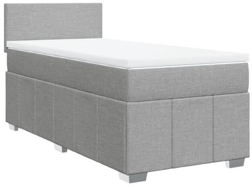 vidaXL Boxspringbett mit Matratze Hellgrau 90x200 cm Stoff