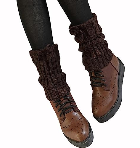 Anevous Kurze Bein Stulpen Damen, Warme Beinstulpen Frauen,Weiche Beinwärmer Stricken Bein Stulpen, Kurze Legwarmers Stiefelüberzüge für Winter warm zu halten,Braun