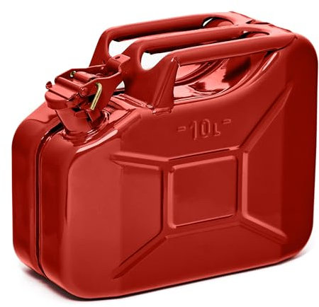BW© Jerrican en métal pour carburant - 10 l - Rouge - RAL 3000 - Certifié TÜV et homologation ONU - Fabriqué en Europe
