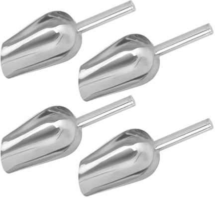 4 Pcs Stainless Steel Ice Scoops, Sweet Candy Food Scoops, Small Food Serving Scoop for Kitchen, Bar, Birthday Party, Wedding and Buffet, Silver,19 cm / 7.5 inches