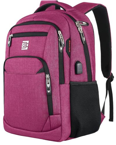 marcello Rucksack Damen,Laptop Rucksäcke mit USB-Ladeanschluss für Arbeit Schule Uni Schulrucksack für Jungen Teenager mit Laptopfach & Anti Diebstahl Tasche (Rosa, 15,6 Zoll)