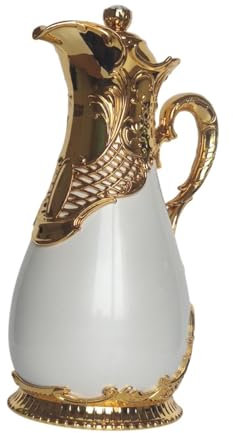 Arabic Coffee Pot Insulated Kettle Versatile Luxury Thermal Jug Flasks Coffee Carafe Tea Kettle for Travel Holiday Camping, White