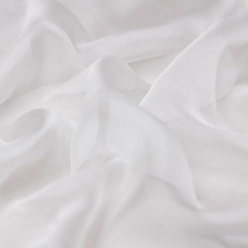 6 Momme 100% Mulberry Silk Chiffon Fabric 140cm Wide by 1 Metre Pure Silk Chiffon Sheer Fabric for Wedding Veils, Dresses, Shirts and Home Accessories(White)
