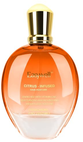EASYWELL Hair Perfume for Women, Christmas Gift Birthday Gifts for Mom and girls, Leave In Conditioner Spray with Vitamin B5, Hair Care Fragrance, Hair Oil Mist, Citrus, 2.5 fl oz