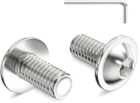 Zuyya M6 x 12 mm Linsenkopfschrauben mit Flansch, M6 Schrauben, 20 Stück | Innensechskant Antrieb, Edelstahl A2 V2A Schrauben, Flachkopfschrauben Vollgewinde mit Innensechskantschlussel