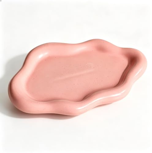 CCHONGCC Ceramic Jewellery Dish Trinket Dish Jewelry Tray Cloud Shape Tray Perfume Tray Rings/Earrings/Bracelets/Watch/Keys Tray for Valentine's Day//Mother's Day/Birthday Gift (Pink)