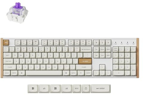 Keychron K10 HE Rapid Trigger ANSI Custom Mechanical Keyboard, QMK Bluetooth Wireless Gaming Keyboard with Hot-Swap Gateron Double Rail Magnetic Switch, RGB Backlit for Mac Windows, Wood Frame- White