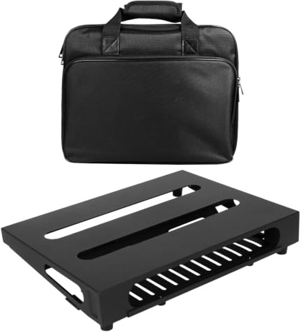 GOKKO Gitarren-Pedalboard, 35 x 27 cm, mit Netzteilhalterung, inklusive Tragetasche und Montagebändern (Schwarz, GKS-14B)