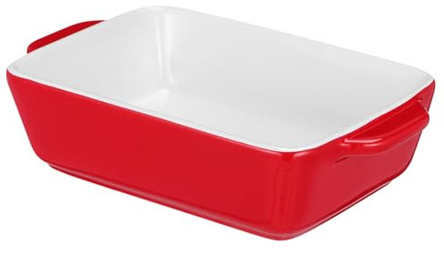 UTHCLO Teglia da Forno in Ceramica Rossa Rettangolare Spessore Medio e Cottura ad Alta Temperatura per Forno Microonde e Uso Quotidiano