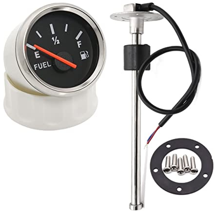 Medidor de nivel de combustible de 52 mm, indicador de nivel de combustible para coche, indicador de tanque de aceite con retroiluminación roja para sensor de nivel de combustible de 150/200/250/275