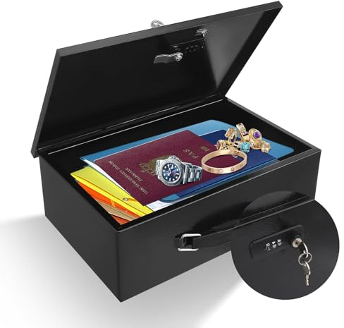 Coffre-Fort Ignifuge Portable Avec Serrure À Code Et Clés - Coffre-Fort Ignifuge Et Étanche Pour La Maison Avec Poignée - Protection Pour Argent, Médicaments, Documents A4 (32,5 x 21,5 x 11,5 cm)