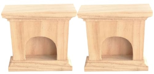 Toyvian Lot de 2 cheminées miniatures en bois massif naturel pour décoration de maison de poupée, mini accessoire créatif pour l'imagination et les travaux manuels