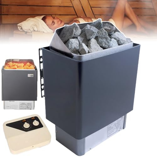 JXYQ Riscaldatori per Sauna elettrici da 3 kW-9 kW - Timer: 0-180 min + Temperatura: 0-110 ℃, Stufa per Sauna secca con Controller Esterno, per Bagno Turco, Spa, Hotel, casa, 9,0 kW