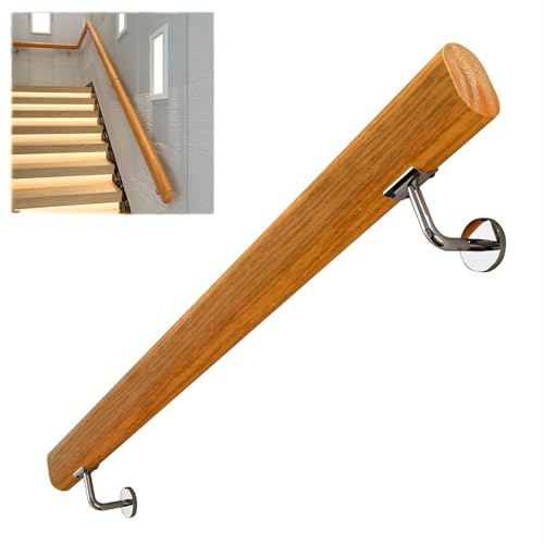 Treppengeländer-Set Aus Holz – Rutschfestes Geländer Mit Metallbeschlägen, Für Den Innen- Und Außenbereich, Sicherheitsgriff Für Jüngere/ältere(80cm)