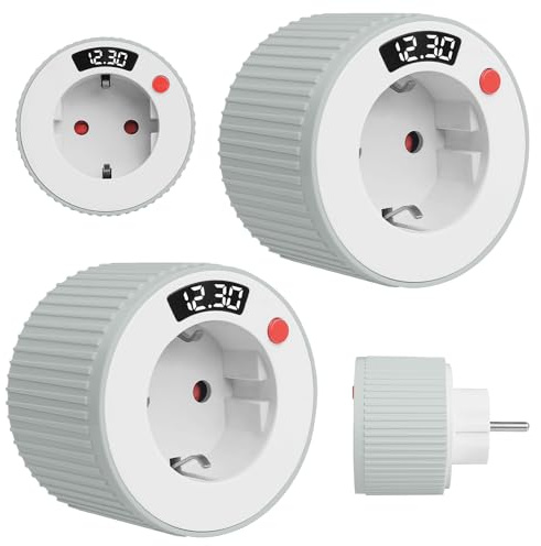Lot de 2 Prise Minuteur, 72x72x90mm Minuteur Prise Electrique, Minuteries Mécaniques, Prise de Compte à Rebours Prise à économie D'énergie pour Électroménagers dans Le Bureau, L'éTude, La Cuisine