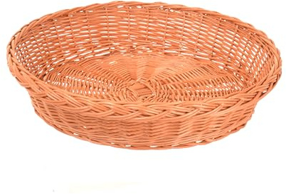 Aqbau Cestino per pane in vimini intrecciato a mano, rotondo, per pane, frutta e panini, colore naturale, diametro 45 x 10 cm