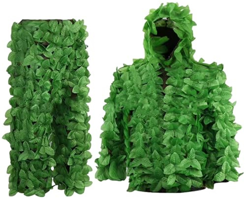 Traje Ghillie - Traje De Camuflaje De Hojas Ligero, Trajes Ghillie Militares 3D Para Adultos, Chaqueta De Camuflaje Con Hoja Verde De Bosque 3D, Vestido Gilly Para Bosques, Caza En La Selva, Fotografí