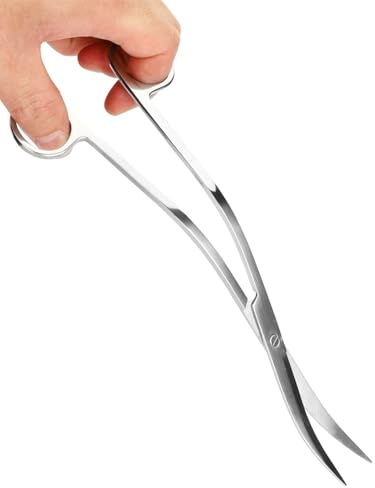 Edelstahl Gebogene Aquarium Schere,25 cm Aquarium Pflanzenschere | Aquascaping,Aquarium Werkzeug,Wave Scherev,Pflanzenschere Für Wasserpflanzen (25 Cm, Silber)