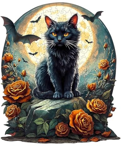 Jigfoxy Holzpuzzle für Erwachsene, Katze Holz Puzzle, einzigartiges Tierpuzzle aus Holz, Geschenk zu Weihnachten für Familie und Freunde, L-34 * 29.8cm-271Teile