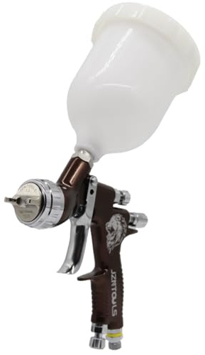 1.3mm HVLP Gravity Feed Spray Gun, 600CC Car Paint Air Spray Gun for Automotive Painting, Water Based & Solvent Based Paint Sprayer (Brown)