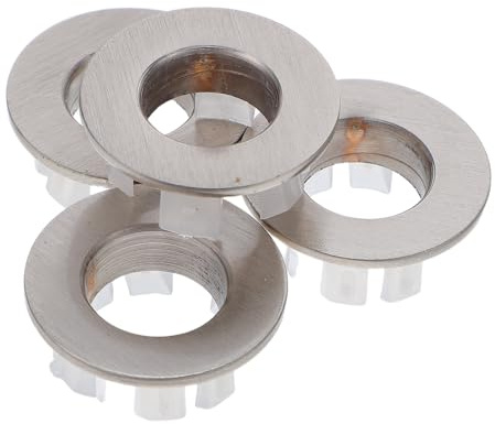 STOBAZA Tappi Troppo Pieno Lavabo 4 Pezzi Anelli Decorativi in Metallo Satinato per Lavandino da Incasso Bagno e Cucina Copertura per Fori Scarico