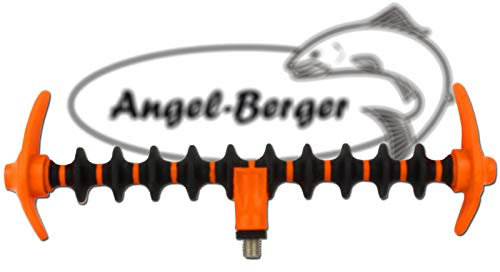 Angel-Berger Spezi Feederauflage Rutenauflage Feedern Rutenhalter Feeder Rod Rest Feederablage Angelrutenhalter - Eiche, Schwarz/Orange/Grün, 24cm, Ideal für Grundangeln mit Futterkörben